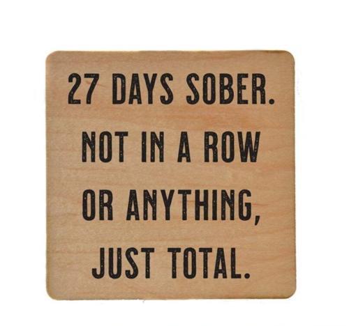 27 Days Sober Wooden Coaster, BagMyGift