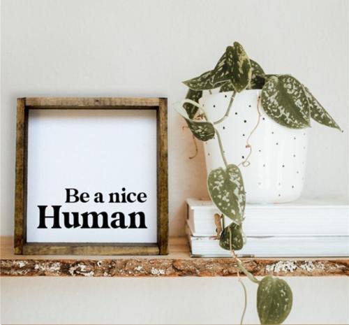 Be a Nice Human Wood Sign, BagMyGift