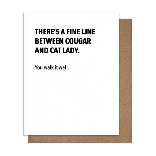 Fine Line Between Cougar and Cat Lady Card, BagMYGift