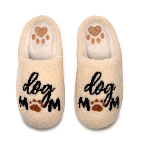 Indoor/Outdoor Slippers – Dog Mom - Cream, BagMyGift