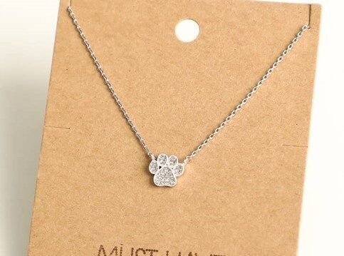 Dog Paw Print Charm Necklace, BagMyGift