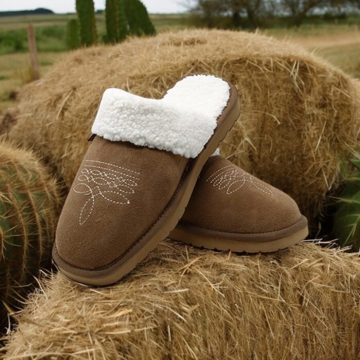 Western Cowgirl Dolly Square Toe Slippers - Fawn - Image 3