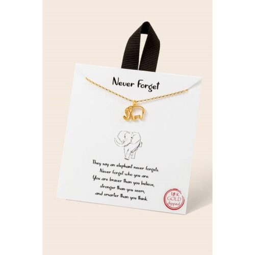 Never Forget, Gold Dipped Elephant Pendant Necklace, BagMyGift