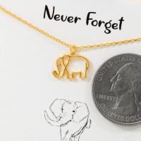 Never Forget, Gold Dipped Elephant Pendant Necklace, BagMyGift
