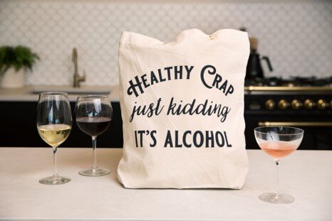 Healthy Crap Just Kidding it’s Alcohol Tote Bag, BagMYGift