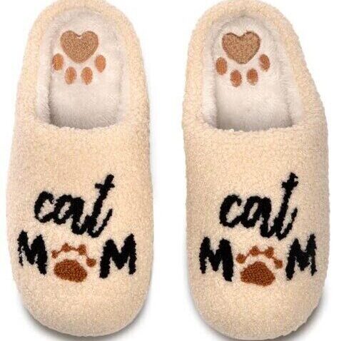 Indoor/Outdoor Slippers – Cat Mom - Cream, BagMyGift