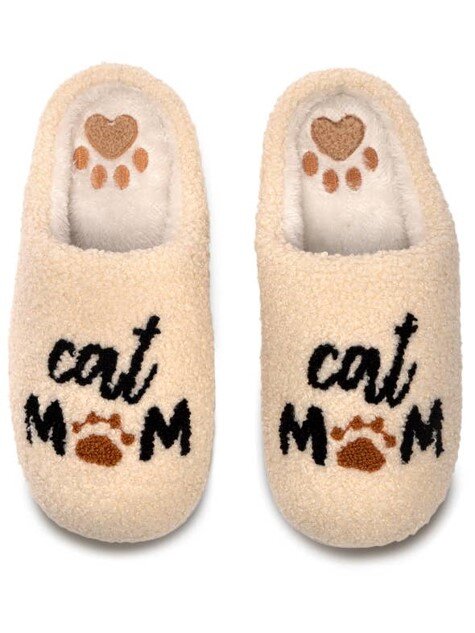 Indoor/Outdoor Slippers – Cat Mom - Cream, BagMyGift