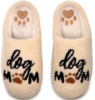 Indoor/Outdoor Slippers – Dog Mom - Cream, BagMyGift