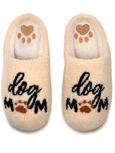 Indoor/Outdoor Slippers – Dog Mom - Cream, BagMyGift