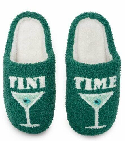 Indoor/Outdoor Slippers – Martini “Tini Time” - Green, BagMyGift