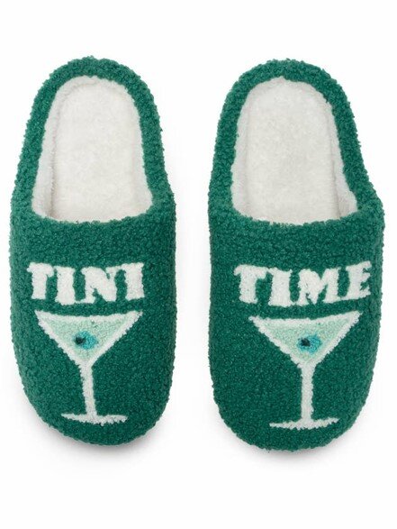 Indoor/Outdoor Slippers – Martini “Tini Time” - Green, BagMyGift