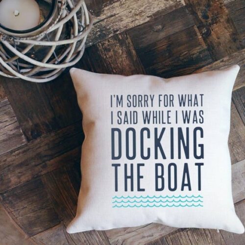 Lake Boat Throw Pillow, BagMyGift