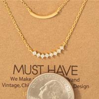 Layered Rhinestone Curved Bar Necklace, BagMyGift