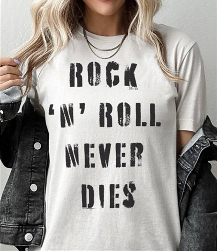 Rock ‘N’ Roll Never Dies Graphic Tee Shirt. BagMyGift