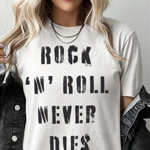 Rock ‘N’ Roll Never Dies Graphic Tee Shirt. BagMyGift