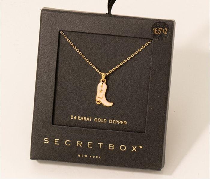 Secret Box Cowboy Boot Charm Necklace BagMyGift