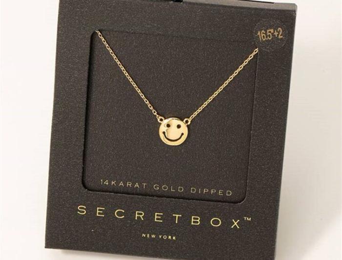 Secret Box Smiley Face Charm Necklace, BagMyGift