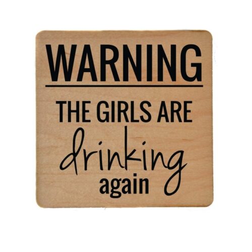 warning the girls are drinking again, coaster