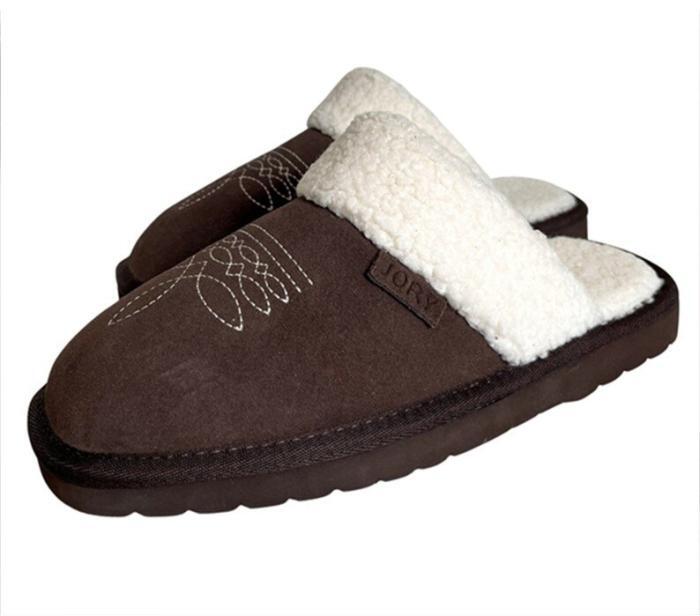 Western Cowgirl Dolly Square Toe Slippers, Rich Brown, BagMyGift