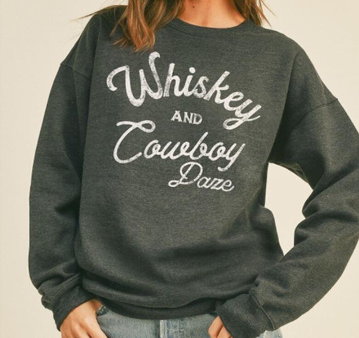 Whiskey & Cowboy Daze Graphic Sweatshirt, BagMyGift