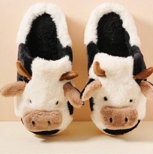 Cow Basic Fuzzy Slippers