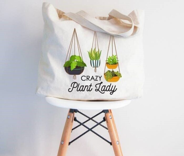 Crazy Plant Lady Tote Bag, BagMyGift