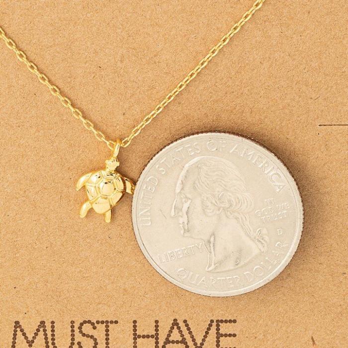 Dainty Turtle Charm Necklace, BagMyGift