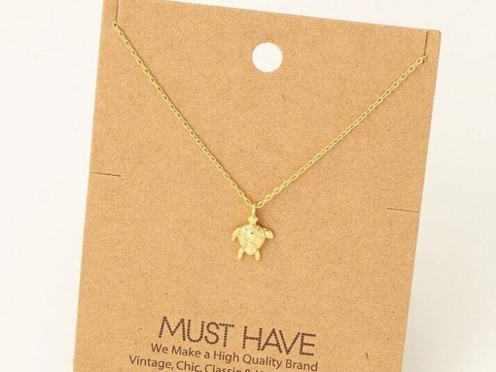 Dainty Turtle Charm Necklace, BagMyGift