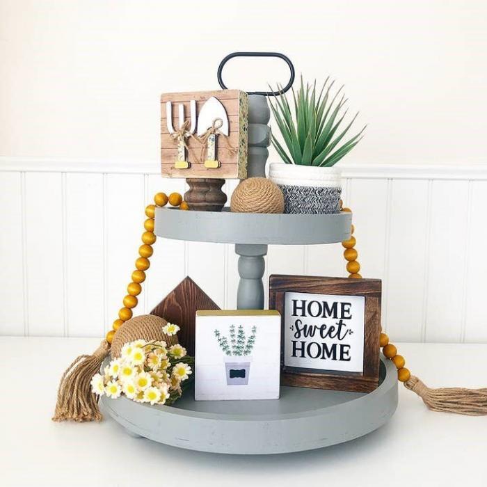 Fabric Pot Succulent – Tiered Tray Decor, BagMyGift