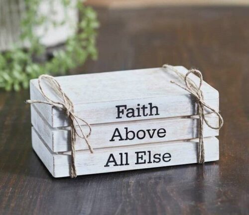 Faith Above All Else Faux Book Stack, BagMyGift