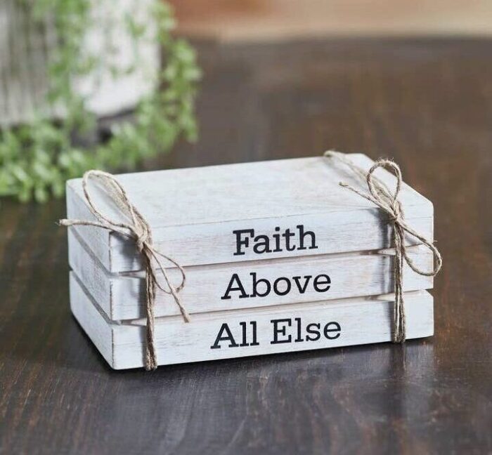 Faith Above All Else Faux Book Stack, BagMyGift