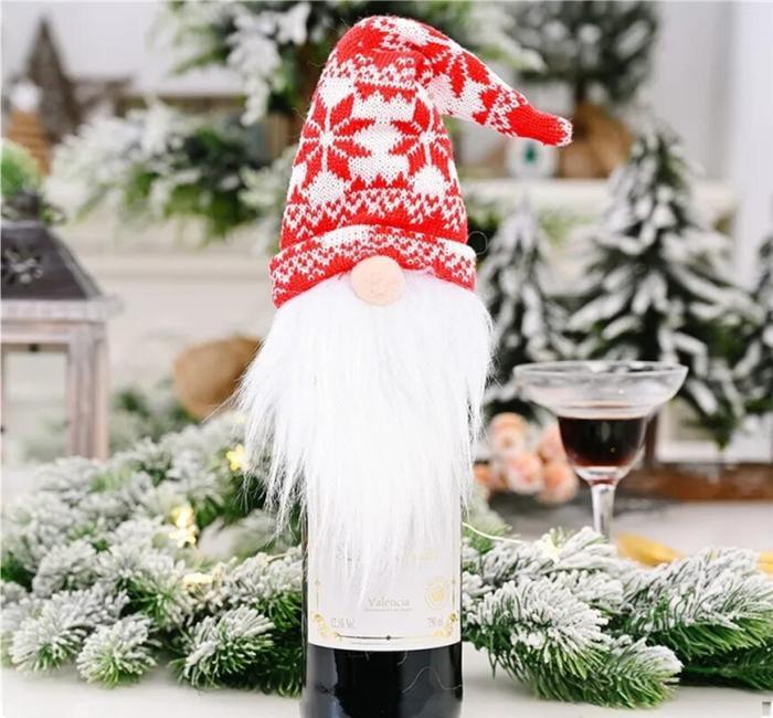 Gnome Knitted Hat Wine Cover Toppers, BagMYGift