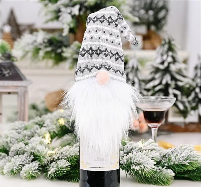 Gnome Knitted Hat Wine Cover Toppers, BagMYGift