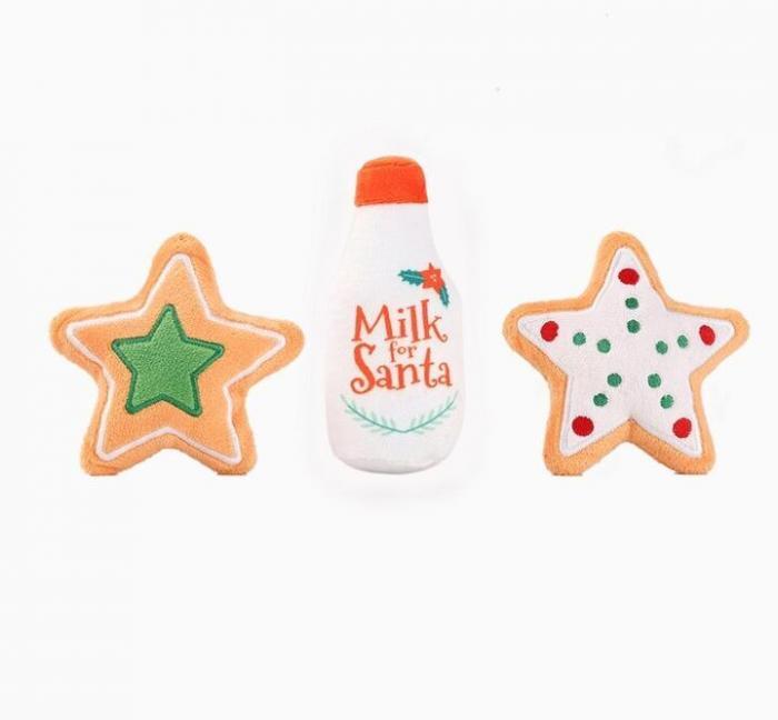 Happy Woofmas Milk & Cookies Plush Toy, BagMYGift