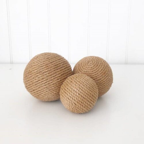 Jute Balls – Set of 3 – Tiered Tray Decor, BagMyGift