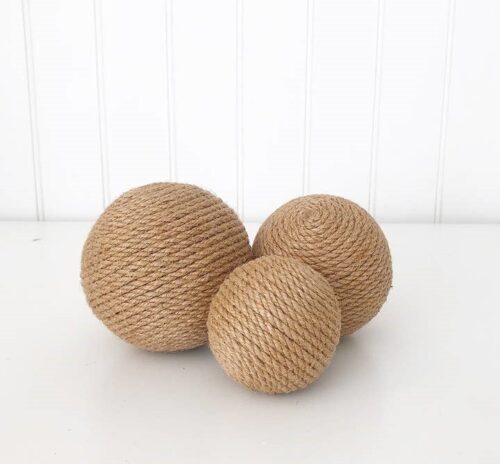 Jute Balls – Set of 3 – Tiered Tray Decor, BagMyGift