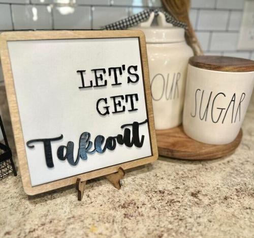 Let's Get Takeout - Framed Shelf Sign, BagMYGift