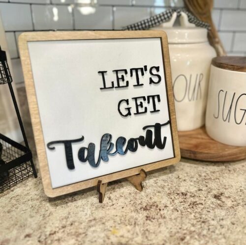 Let's Get Takeout - Framed Shelf Sign, BagMYGift