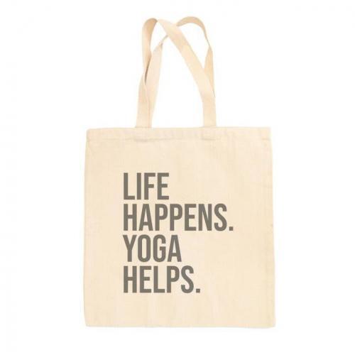 Life Happens. Yoga Helps. Tote, BagMYGift