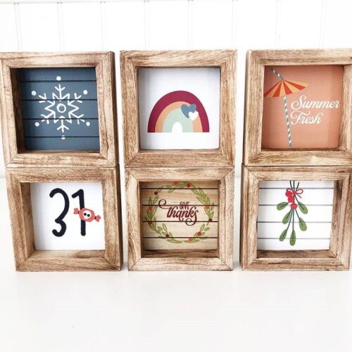 Seasonal Mini Signs – Set of 6 – Tiered Tray Decor, BagMyGift