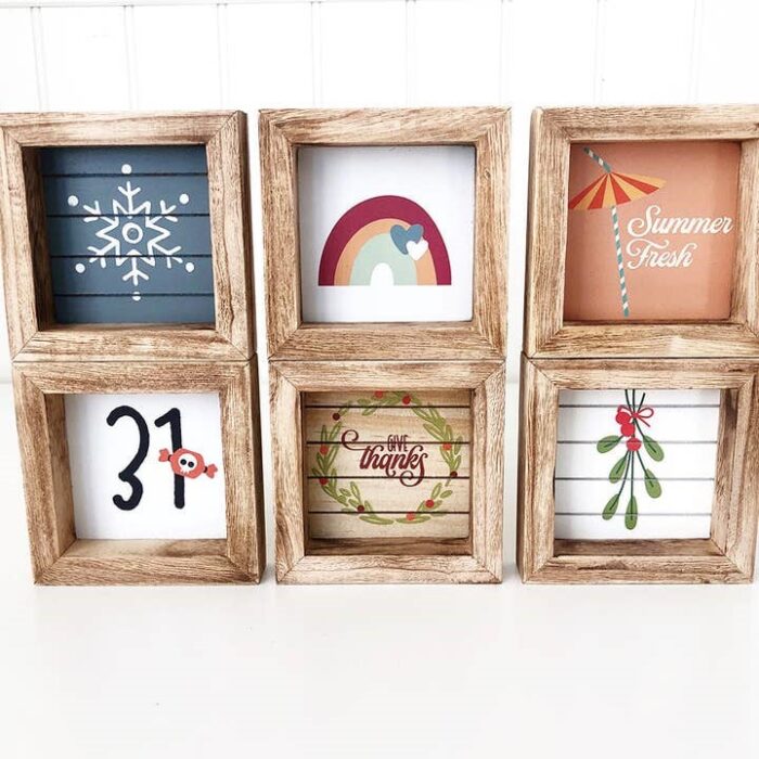 Seasonal Mini Signs – Set of 6 – Tiered Tray Decor, BagMyGift