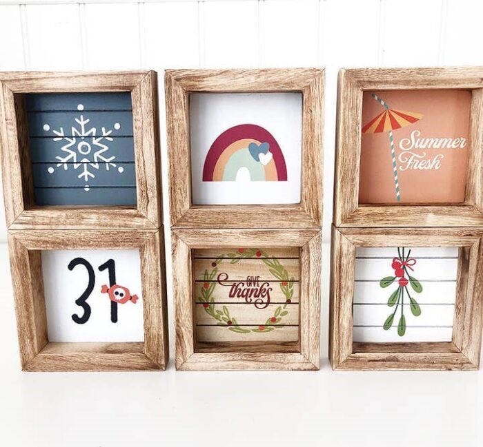 Seasonal Mini Signs – Set of 6 – Tiered Tray Decor, BagMyGift