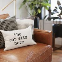 The Cat Sits Here Pillow, BagMyGift