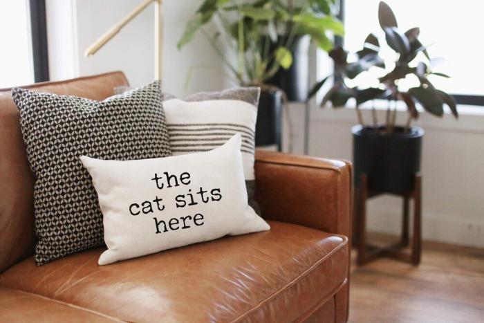 The Cat Sits Here Pillow, BagMyGift