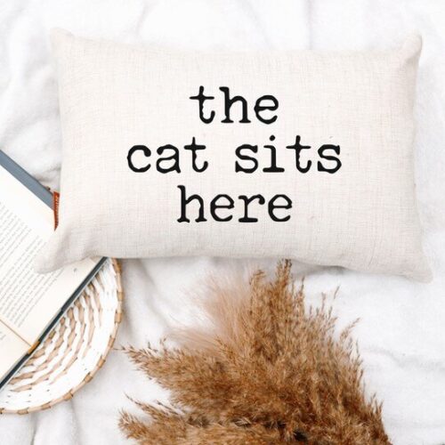 The Cat Sits Here Pillow, BagMyGift