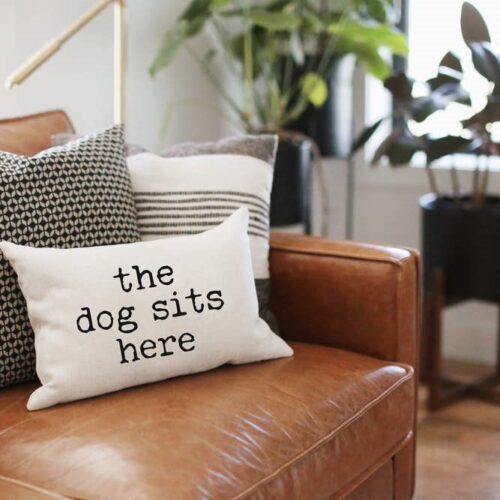 The Dog Sites Here Lumbar Throw Pillow, BagMyGift