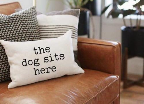 The Dog Sites Here Lumbar Throw Pillow, BagMyGift