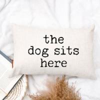 The Dog Sites Here Lumbar Throw Pillow, BagMyGift