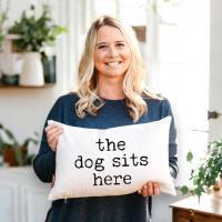 The Dog Sites Here Lumbar Throw Pillow, BagMyGift