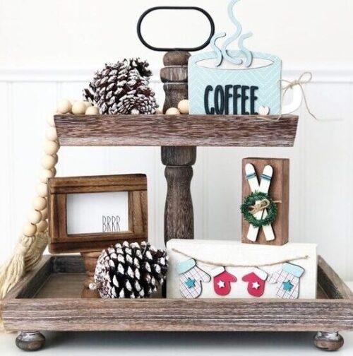 Tiered Tray – Antique Finish Rectangle BagMyGift